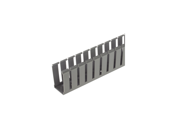 Canaleta Ranurada de PVC sin Tapa, Tipo G, 2.25 in de Ancho, 2.12 in de Alto y 1828.8 mm de Largo, Color Gris