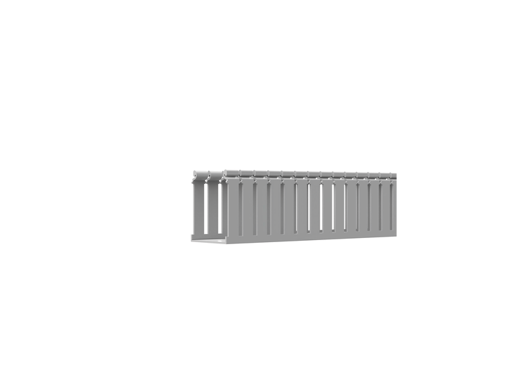 Canaleta Ranurada de PVC con Tapa, Tipo F, 108 mm de Ancho, 104.1 mm de Alto y 2 m de Largo, Color Gris