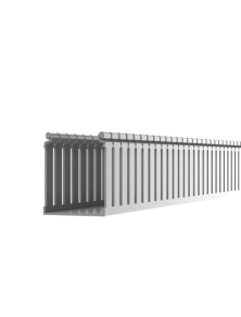 Canaleta Ranurada de PVC con Tapa, Tipo F, 108 mm de Ancho, 104.1 mm de Alto y 2 m de Largo, Color Gris