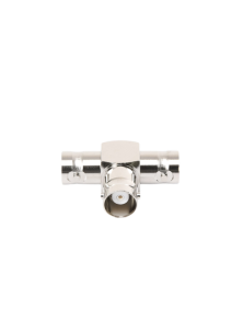 Adaptador Triple en T para 50 Ohm de BNC Hembra a Doble BNC Hembras, Níquel/ Plata/ Teflón.