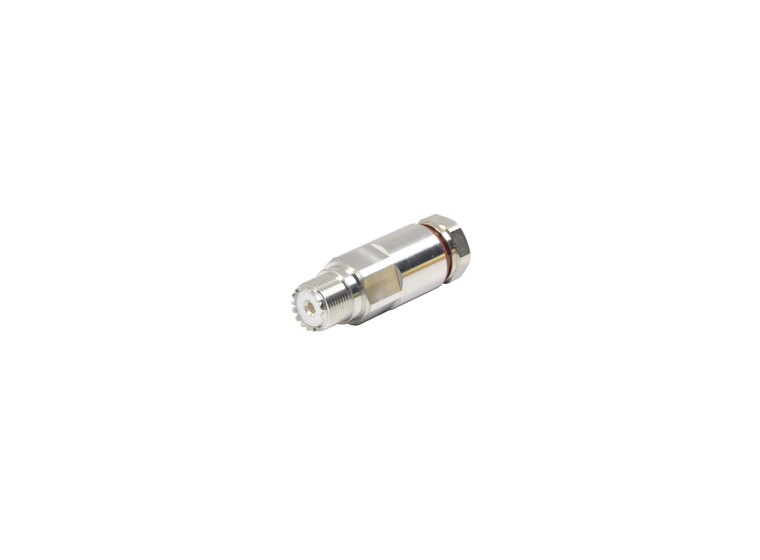Conector UHF Hembra (SO-239) de Rosca para cable LDF4-50A, Bronce Blanco/ Plata/ Teflón.