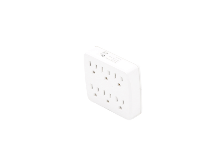 Multicontacto para pared con 6 contactos color blanco,125 V /15 A