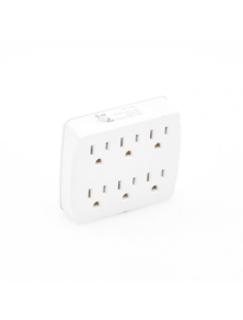 Multicontacto para pared con 6 contactos color blanco,125 V /15 A