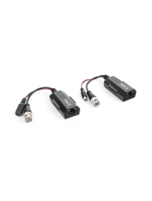 Kit de transceptores activos con conector para alimentación (12V/24Vcc/AC) TurboHD para aplicaciones de video por UTP Cat5e/6 en HD. Distancia de hasta 150 m en 4K 