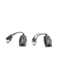 Kit de transceptores activos con conector para alimentación (12V/24Vcc/AC) TurboHD para aplicaciones de video por UTP Cat5e/6 en HD. Distancia de hasta 150 m en 4K 