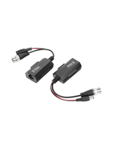 Kit de transceptores activos con conector para alimentación (12V/24Vcc/AC) TurboHD para aplicaciones de video por UTP Cat5e/6 en HD. Distancia de hasta 150 m en 4K 