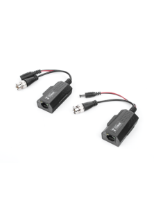 Kit de transceptores activos con conector para alimentación (12V/24Vcc/AC) TurboHD para aplicaciones de video por UTP Cat5e/6 en HD. Distancia de hasta 150 m en 4K 