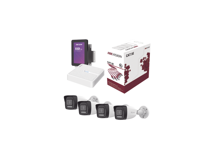 Kit IP 4 Megapixel / NVR de 4 Canales / 4 Cámaras IP / Bobina de Cable de 100 mts / Disco Duro 1 TB