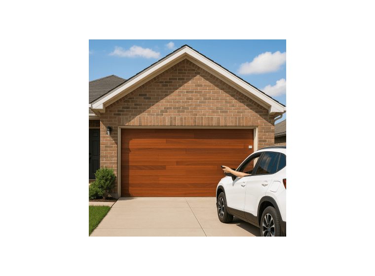 Puerta de Garage de Alta Calidad / Estilo Americano / Acabado Laminado PREMIUM / Color Madera Clara / 8x7 Pies.